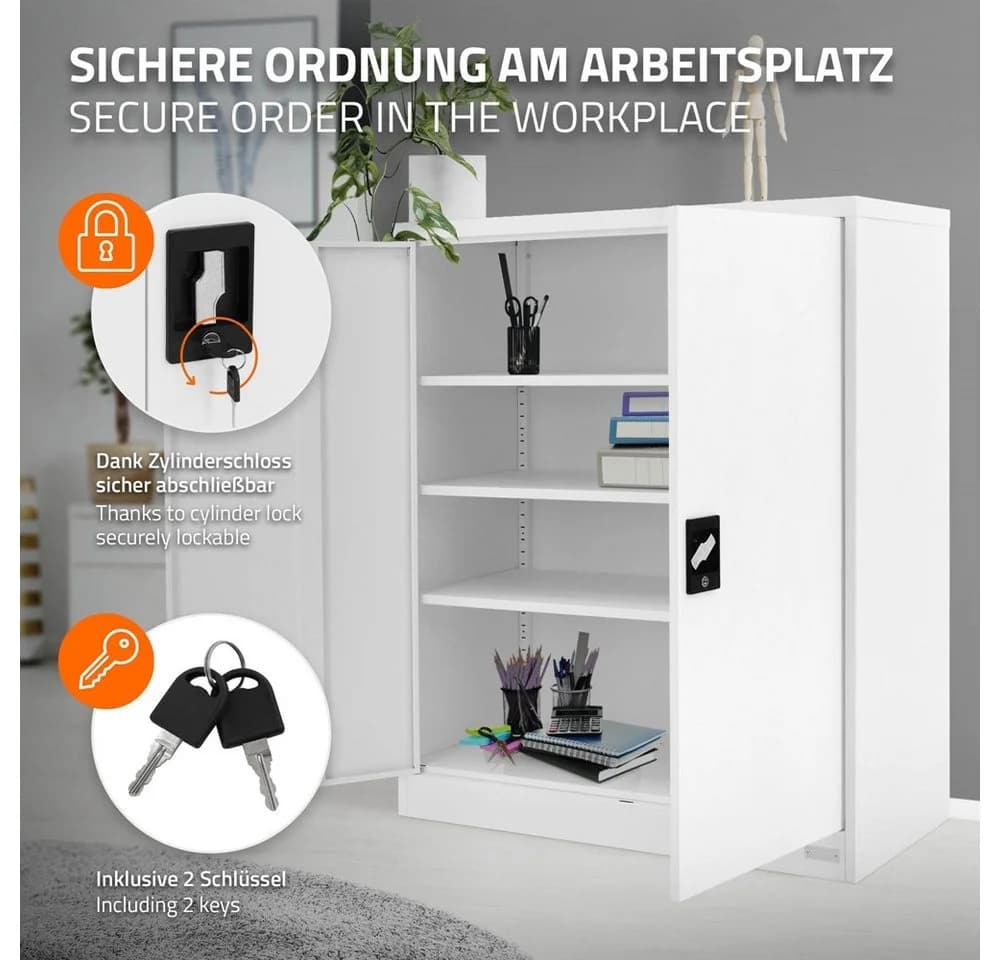 ML-DESIGN Aktenschrank Stahl weiß mit Schlössern - Bild 4