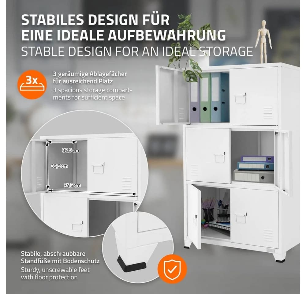 ML-DESIGN Aktenschrank Metallschrank mit Schubladen freistehender Aufbewahrungsschrank weiß Büroschrank Werkzeugschrank Stahlschrank - Bild 3
