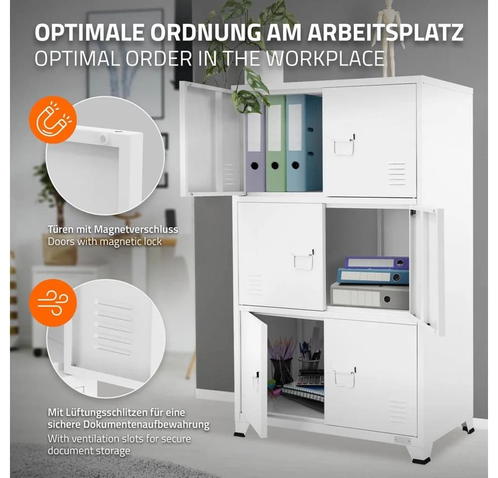 ML-DESIGN Aktenschrank Metallschrank mit Schubladen freistehender Aufbewahrungsschrank weiß Büroschrank Werkzeugschrank Stahlschrank - Bild 4