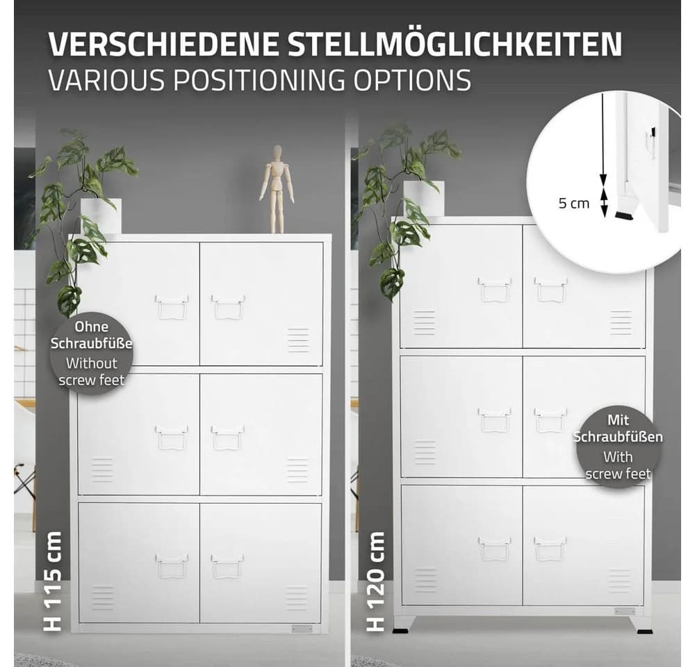 ML-DESIGN Aktenschrank Metallschrank mit Schubladen freistehender Aufbewahrungsschrank weiß Büroschrank Werkzeugschrank Stahlschrank - Bild 5
