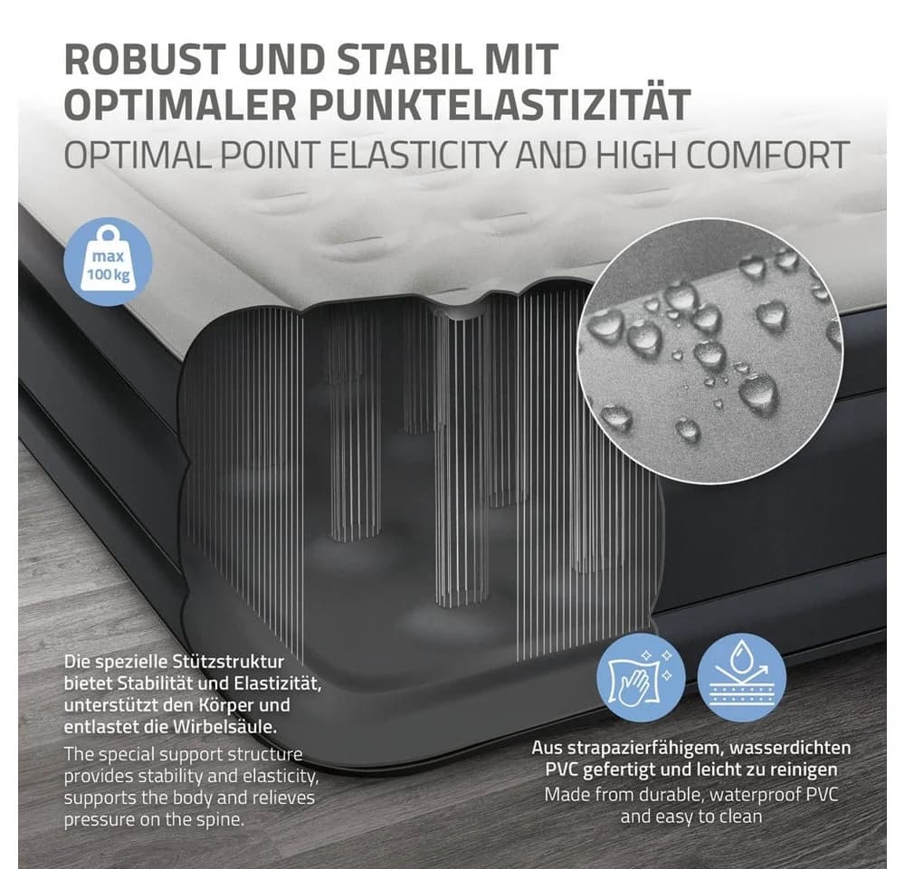 ML-DESIGN Luftbett Grau mit elektrischer Luftpumpe und Flockvelours - Bild 4