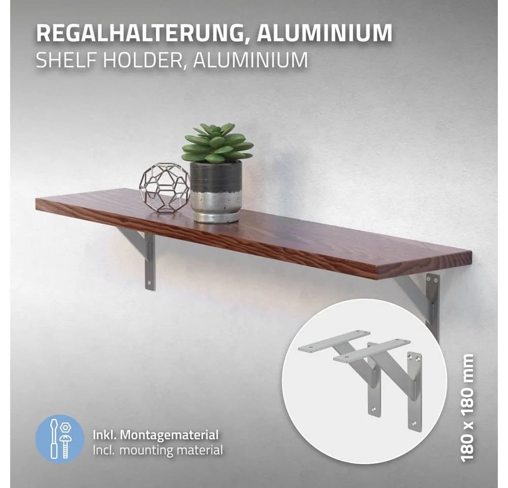 ML-DESIGN Wandregalhalter Aluminium 4-tlg. Silber