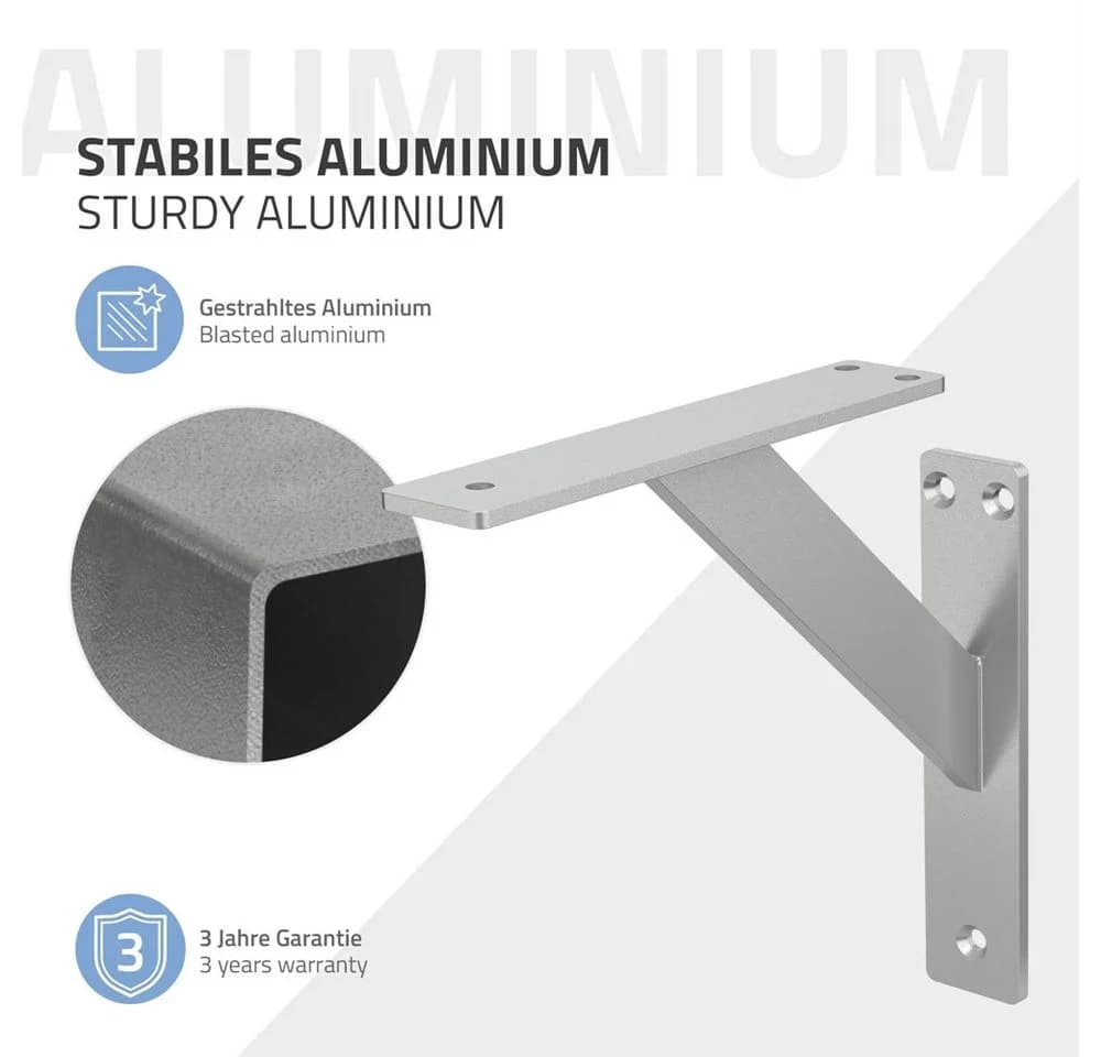ML-DESIGN Wandregalhalter Aluminium 4-tlg. Silber - Bild 5