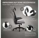 ML-DESIGN Bürostuhl Ergonomisch mit Verstellbarer Kopfstütze und Armlehnen Grau Bild 4
