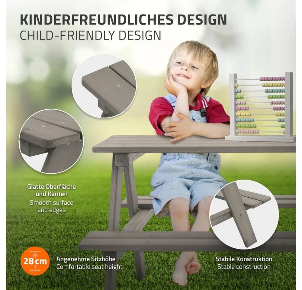 ML-DESIGN Kindersitzgarnitur Grau Massivholz mit 2 Bänken - Bild 3