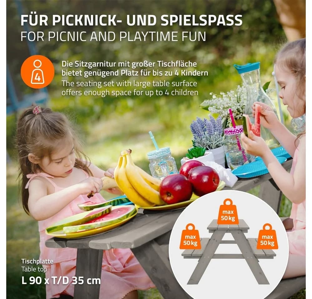 ML-DESIGN Kindersitzgarnitur Grau Massivholz mit 2 Bänken - Bild 4
