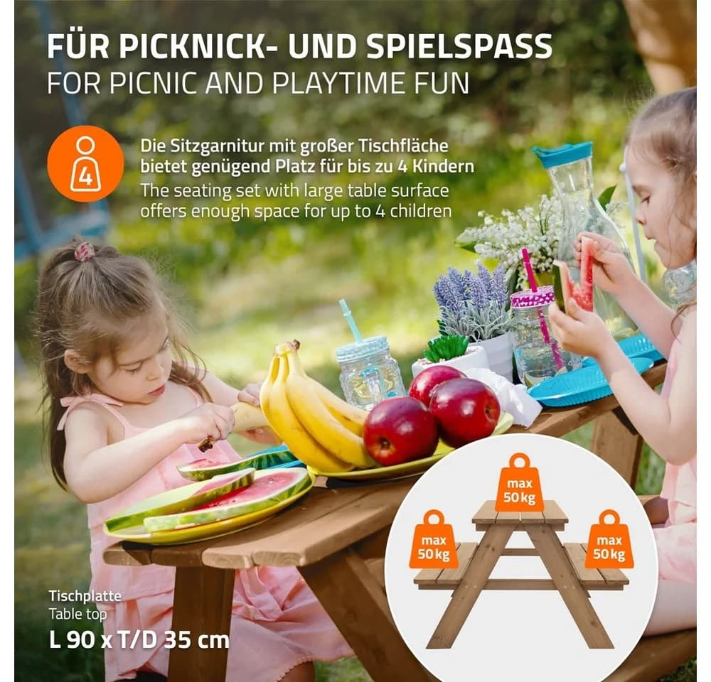 ML-DESIGN Kindersitzgarnitur Braun Massivholz 4 Plätze - Bild 4