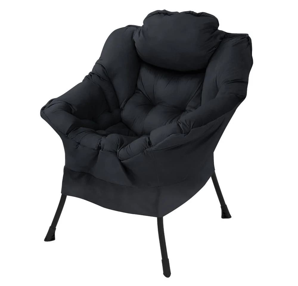 ML-DESIGN Loungesessel Schwarz mit Kopfkissen und Seitentasche - Bild 2