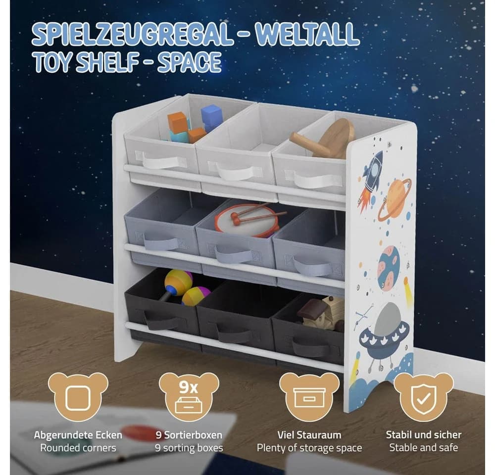 Joyz Kinderregal Weltraumdesign 9 Boxen