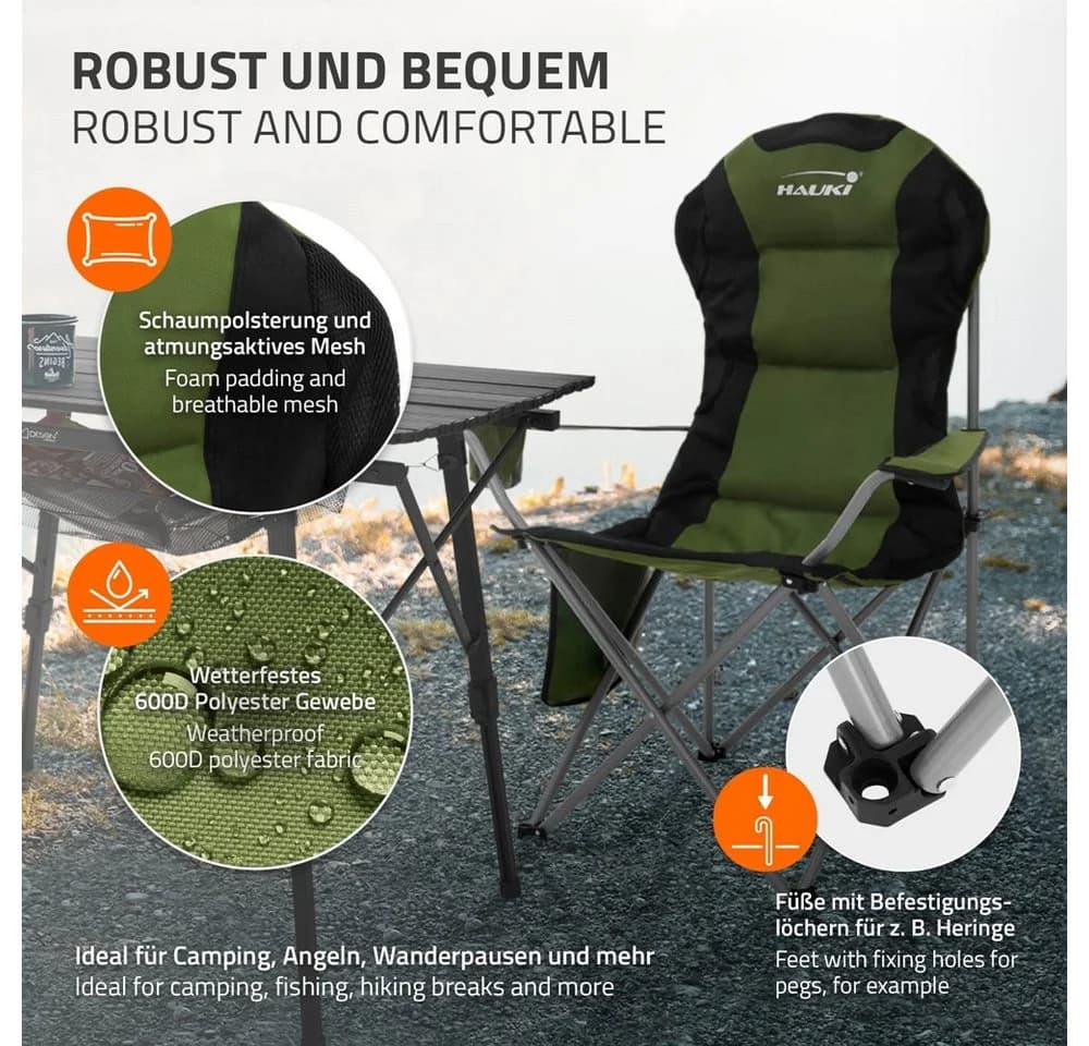 Hauki Campingstuhl Klappbar mit Getränkehalter Khaki - Bild 5