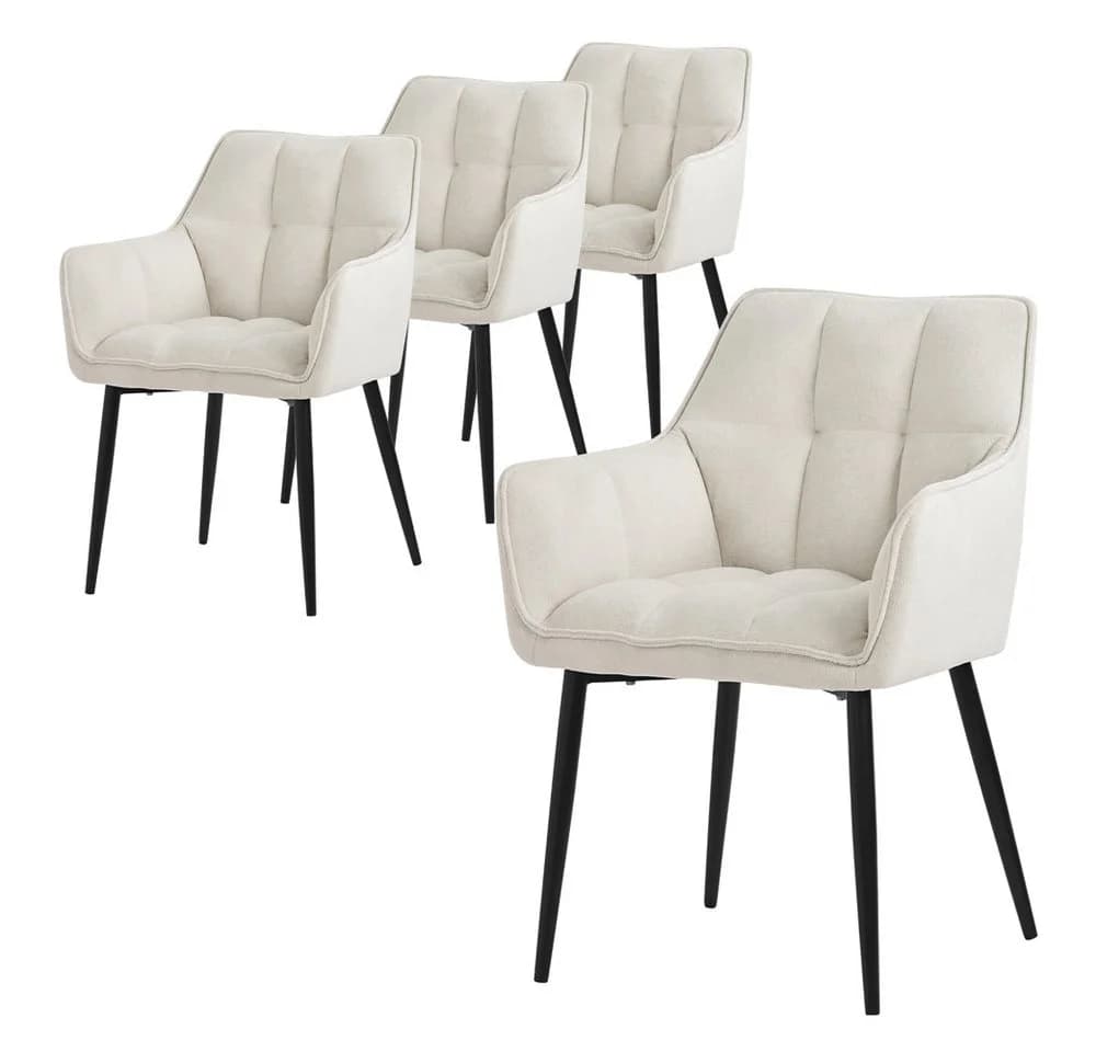 ML-DESIGN Polsterstuhl Esszimmerstuhl Creme 4er Set mit Armlehnen - Bild 2