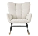 ML-DESIGN Schaukelstuhl Beige Frottee-Optik Naturholz Bild 1