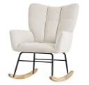 ML-DESIGN Schaukelstuhl Beige Frottee-Optik Naturholz Bild 2