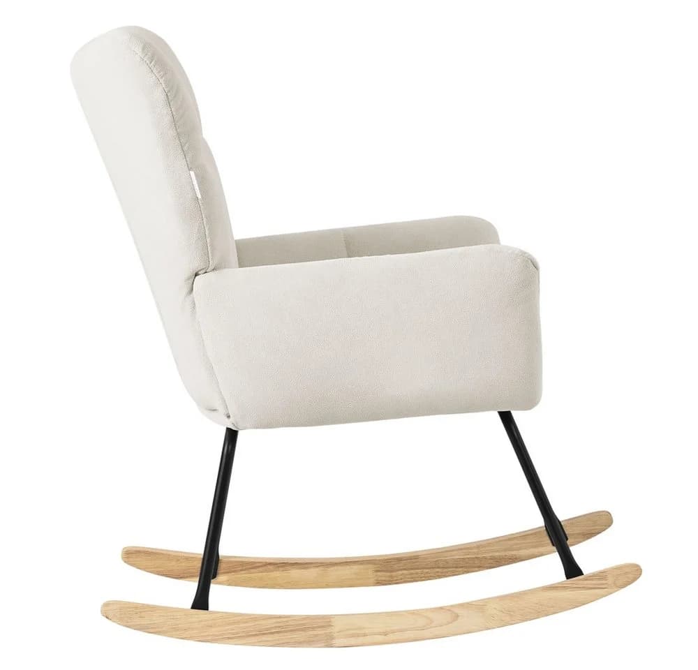 ML-DESIGN Schaukelstuhl Beige Frottee-Optik Naturholz - Bild 3