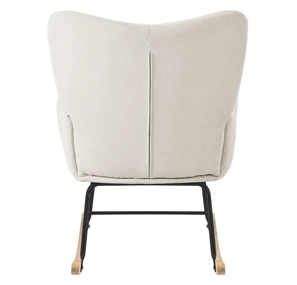 ML-DESIGN Schaukelstuhl Beige Frottee-Optik Naturholz - Bild 4