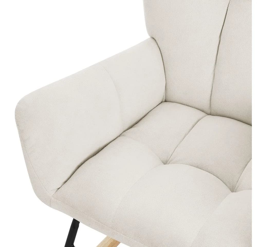 ML-DESIGN Schaukelstuhl Beige Frottee-Optik Naturholz - Bild 5