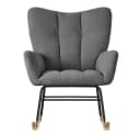ML-DESIGN Schaukelsessel Dunkelgrau Frottee-Optik Naturholz Bild 1