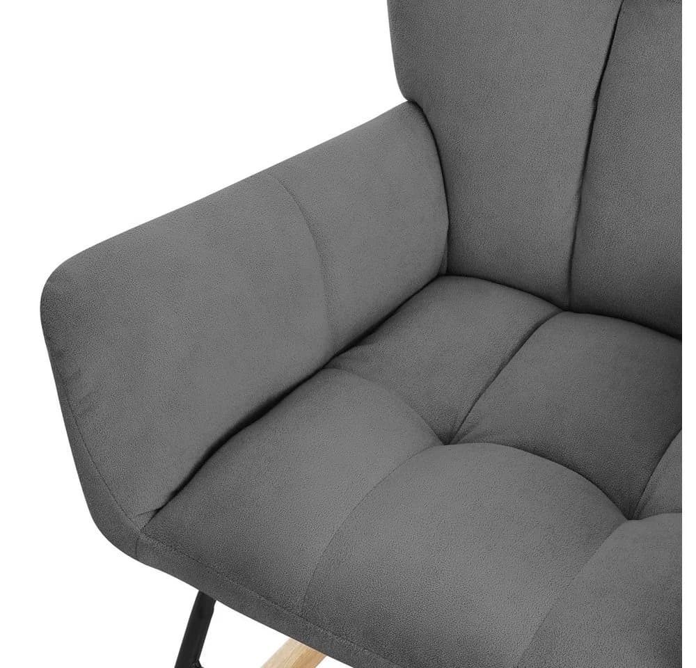ML-DESIGN Schaukelsessel Dunkelgrau Frottee-Optik Naturholz - Bild 5