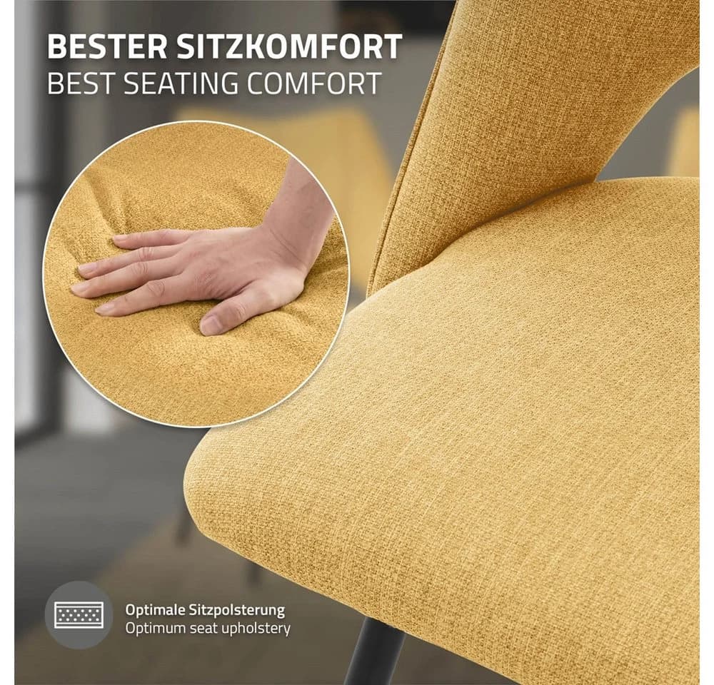 ML-DESIGN Esszimmerstuhl 2er Set Senfgelb Schwarz - Bild 5