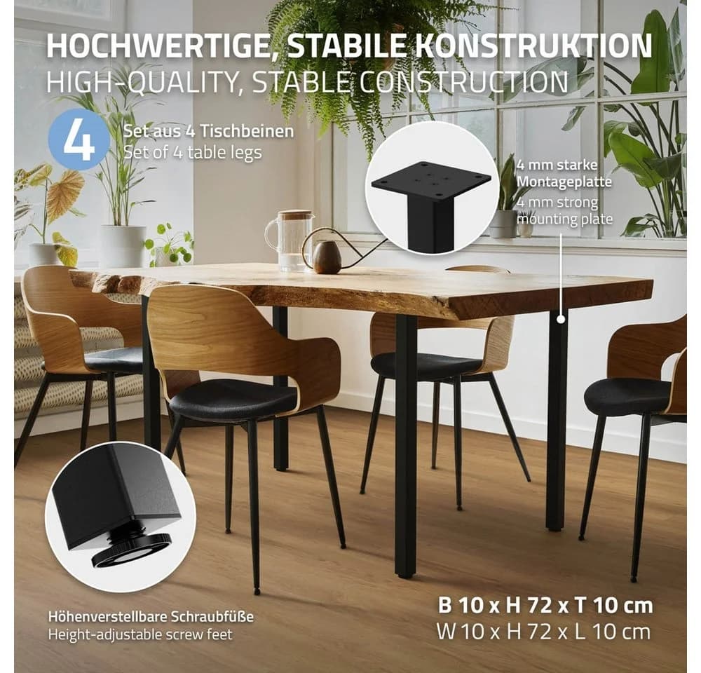 ML-DESIGN Tischbein I-Design 72cm Schwarz