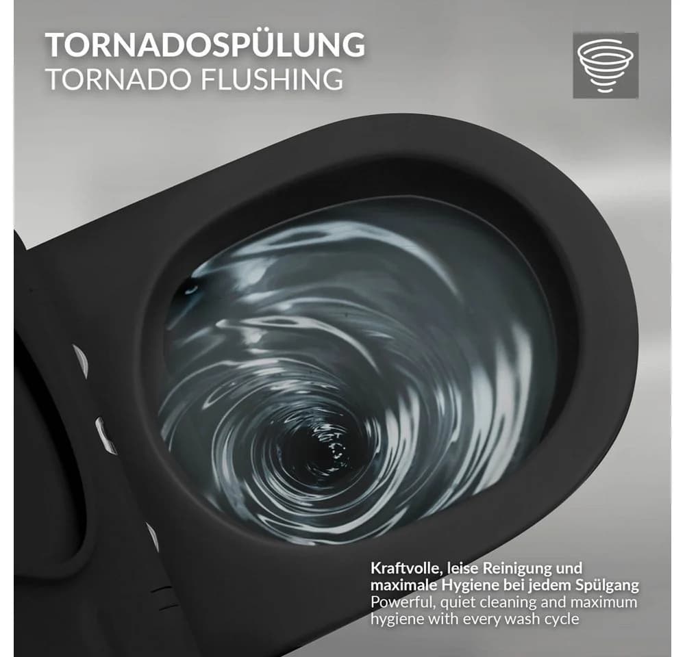 LuxeBath Tiefspül-WC Spülrandloses Hänge-WC Keramik Nano Beschichtung Tornadospülung - Bild 5