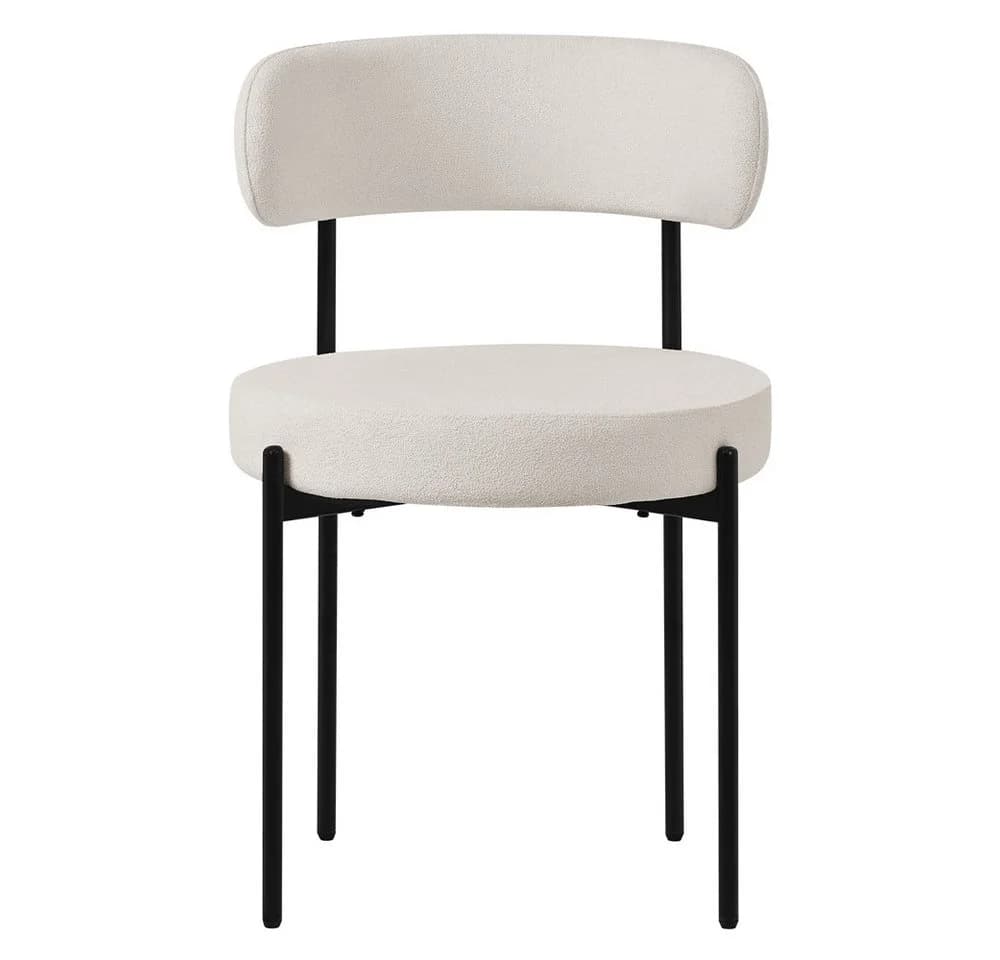 ML-DESIGN Esszimmerstuhl 4er Set Weiß Teddystoff Metallbeine