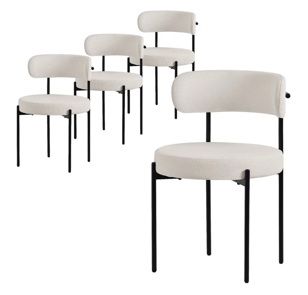 ML-DESIGN Esszimmerstuhl 4er Set Weiß Teddystoff Metallbeine - Bild 2