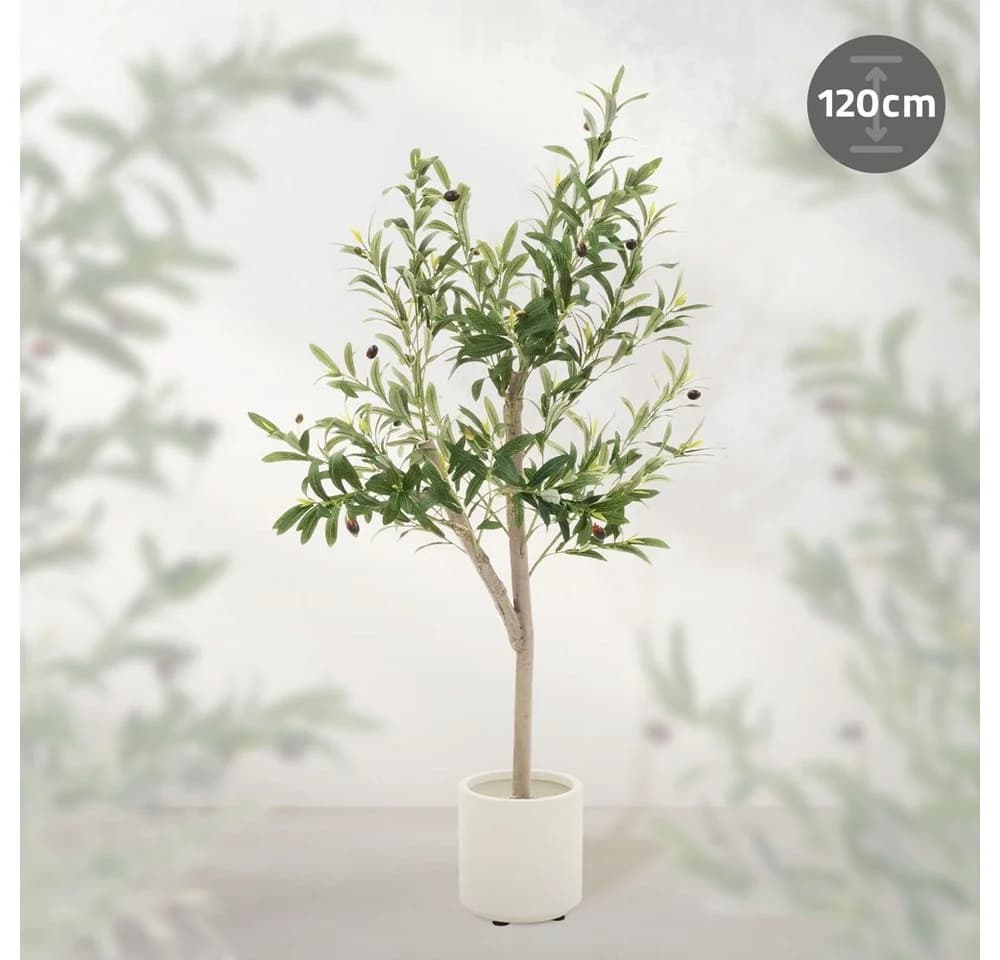 ML-DESIGN Künstlicher Olivenbaum 120 cm mit echtem Holzstamm