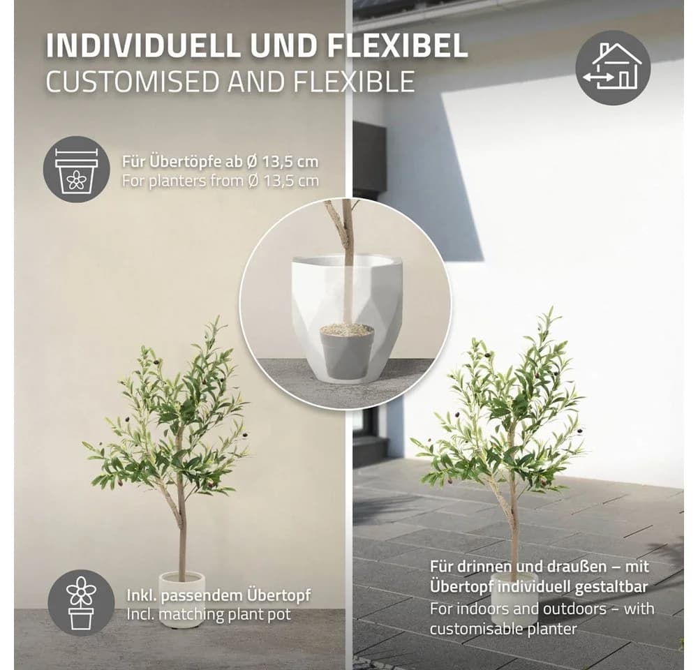 ML-DESIGN Künstlicher Olivenbaum 120 cm mit echtem Holzstamm - Bild 5