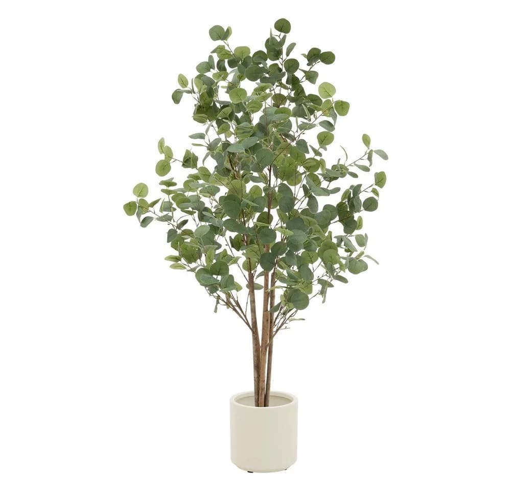 Kunstpflanze Künstliche Pflanze für Wohnräume & Garten dekorative Zimmerpflanze, ML-DESIGN, Höhe 150 cm, Kunstbaum Eukalyptus für Innen & Außen mit Echtem Moos & Echtholzstamm - Bild 2