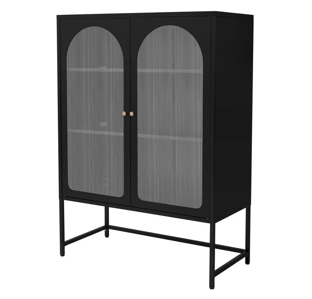 ML-DESIGN Vitrinenschrank Schwarz mit Rosegold Akzenten Stahl - Bild 2