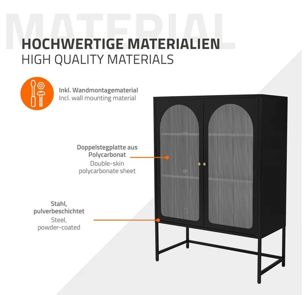 ML-DESIGN Vitrinenschrank Schwarz mit Rosegold Akzenten Stahl - Bild 5