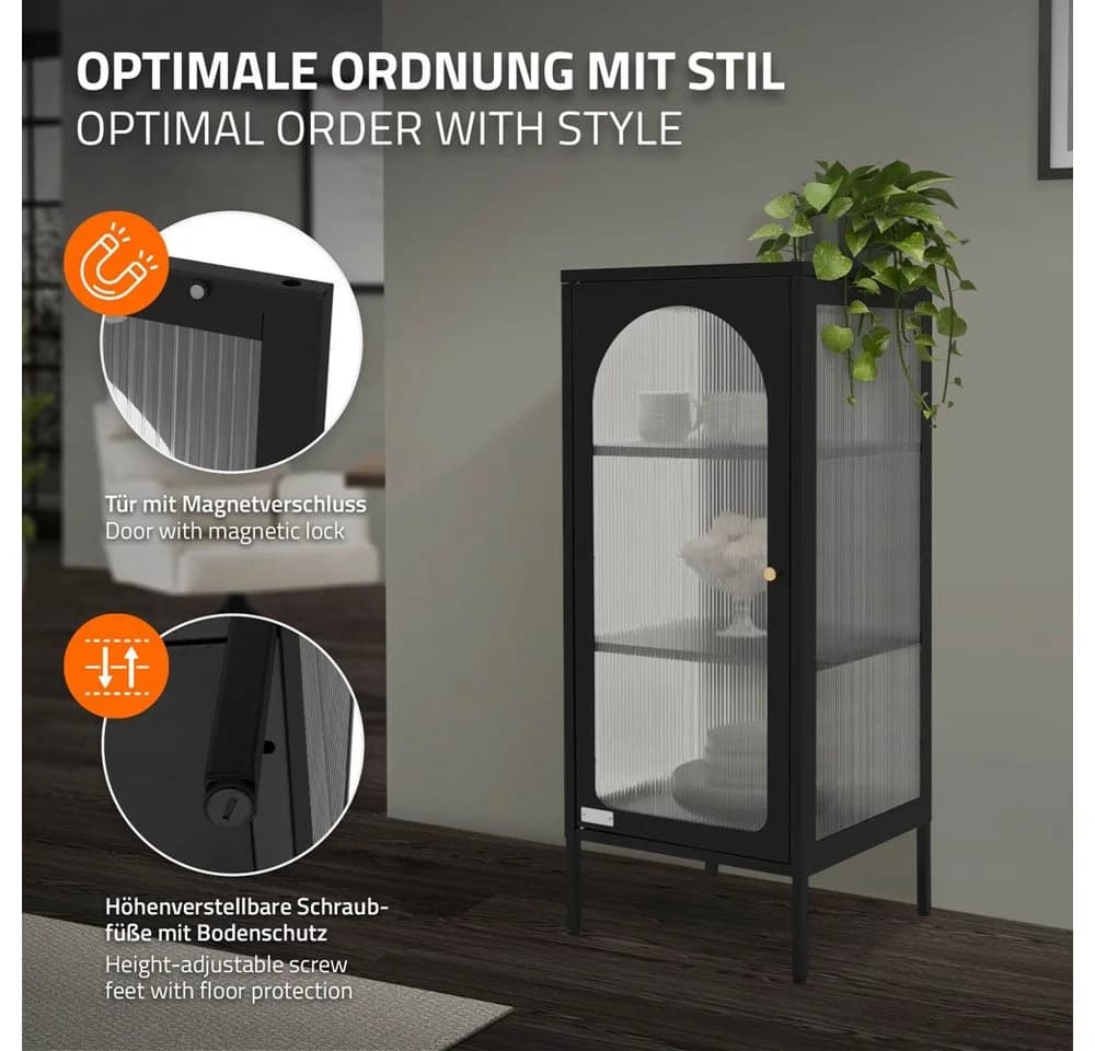 ML-DESIGN Vitrinenschrank Schwarz mit Rosegold-Griffen - Bild 4