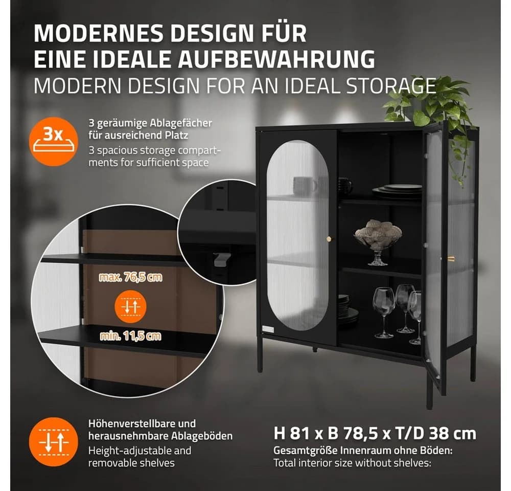 ML-DESIGN Vitrinenschrank Schwarz Rosegold - Bild 3