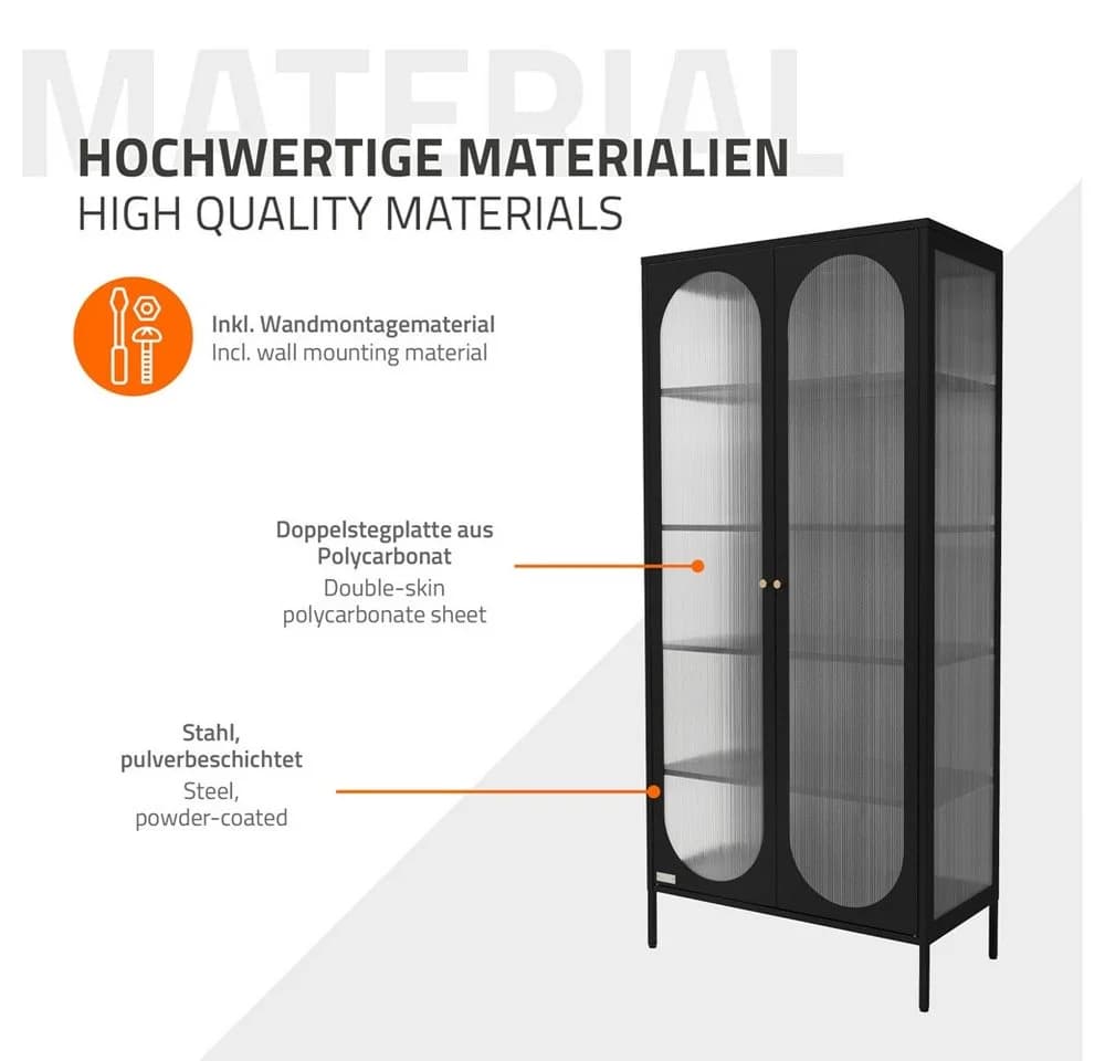 ML-DESIGN Vitrinenschrank Schwarz Rosegold - Bild 5