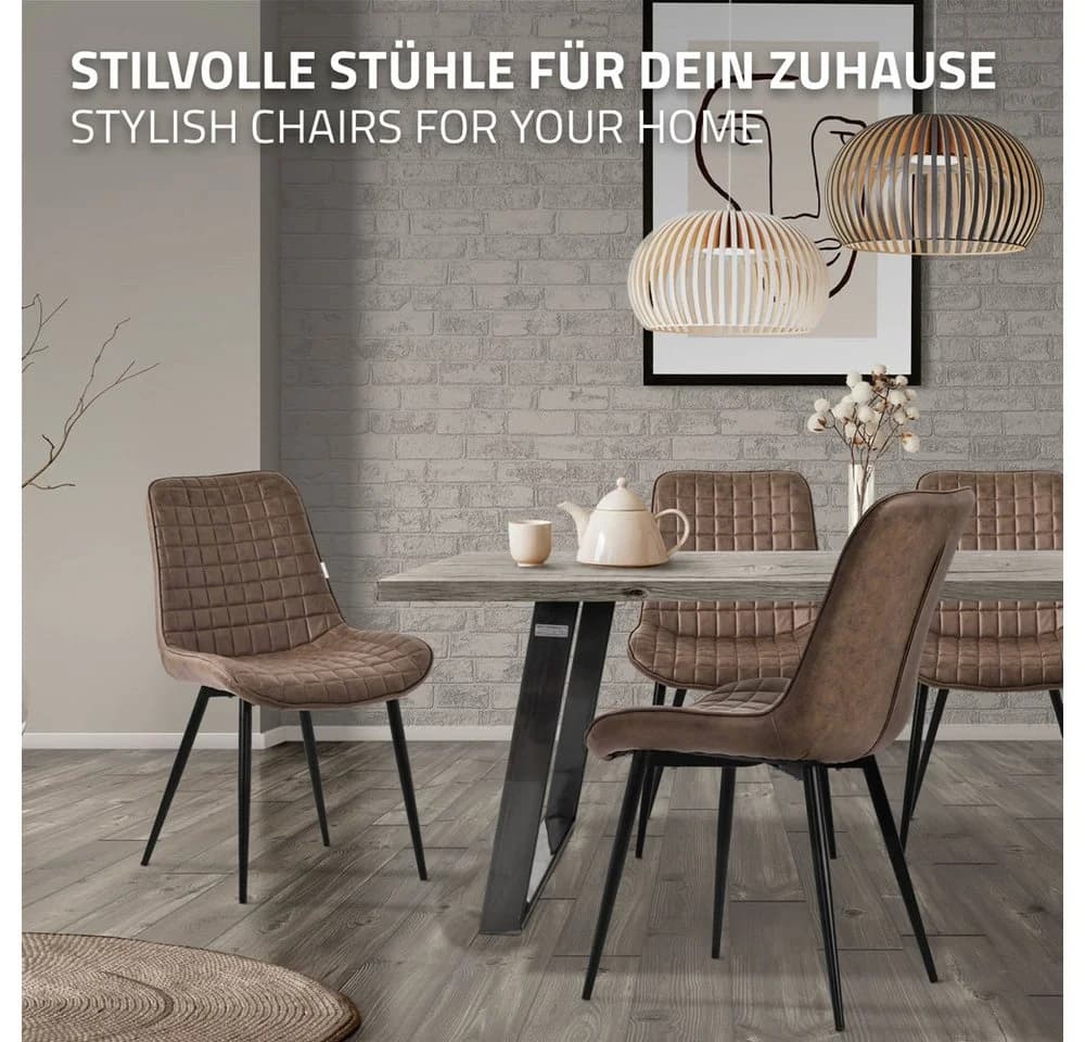 ML-DESIGN Esszimmerstühle 6er Set Braun PU-Kunstleder - Bild 5
