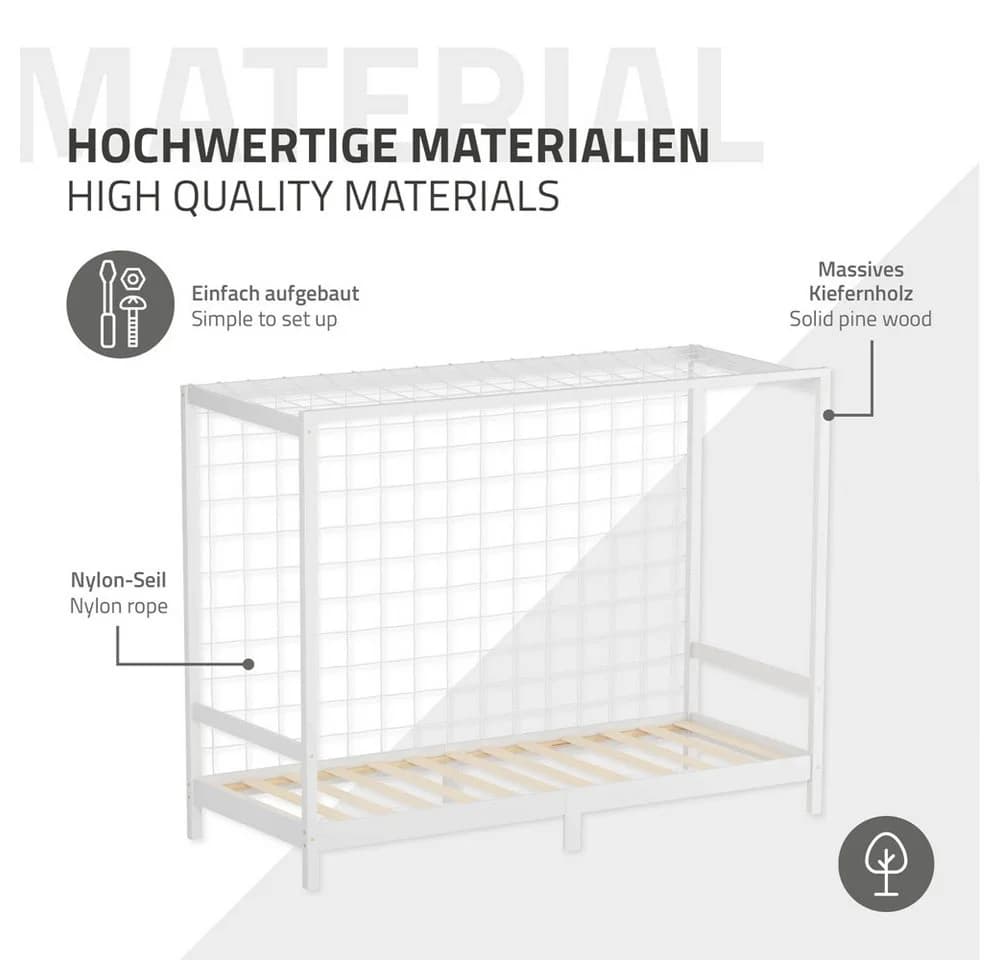 ML-DESIGN Spielbett Fußballtor Weiß mit Lattenrost & Tornetz - Bild 5