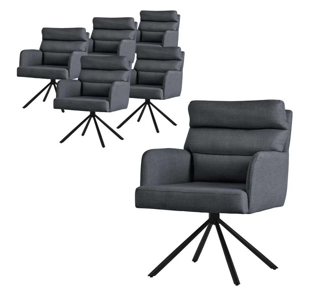 ML-DESIGN Polsterstuhl Esszimmerstühle 6er Set Anthrazit Polyester 180° Drehbar - Bild 2