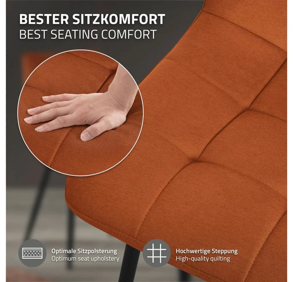 ML-DESIGN 6er Set Esszimmerstühle Orange Schwarz Polyester - Bild 4