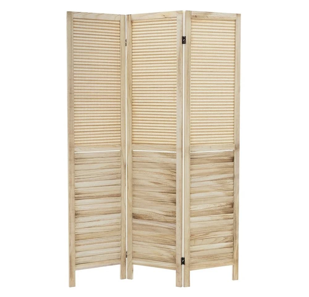 ML-DESIGN Paravent Raumteiler 3-teilig Beige Naturholz - Bild 2