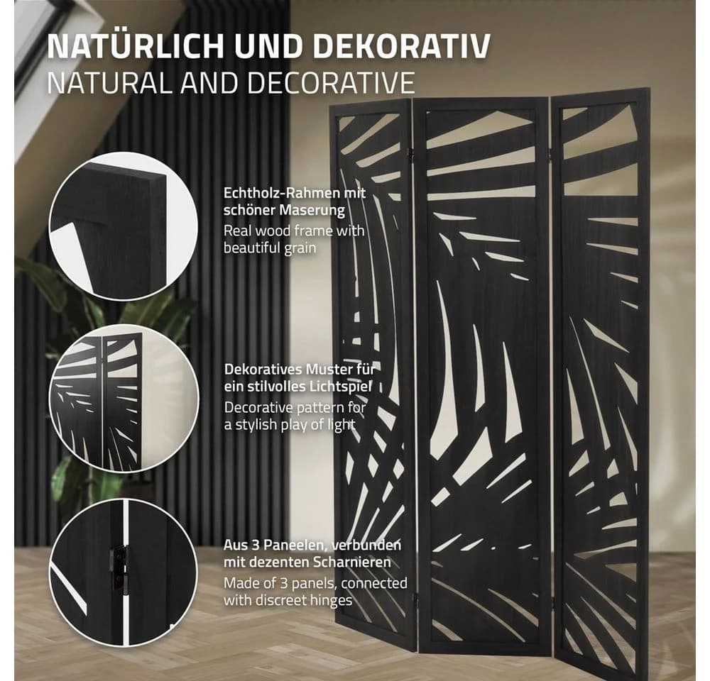 ML-DESIGN Paravent Raumteiler 3-teilig Schwarz Faltbar - Bild 4