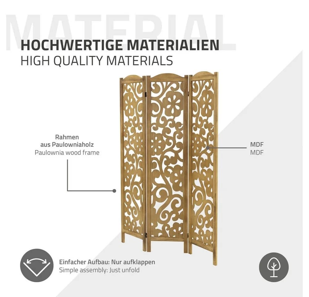 ML-DESIGN Paravent Raumteiler 3-teilig Braun Naturholz - Bild 5