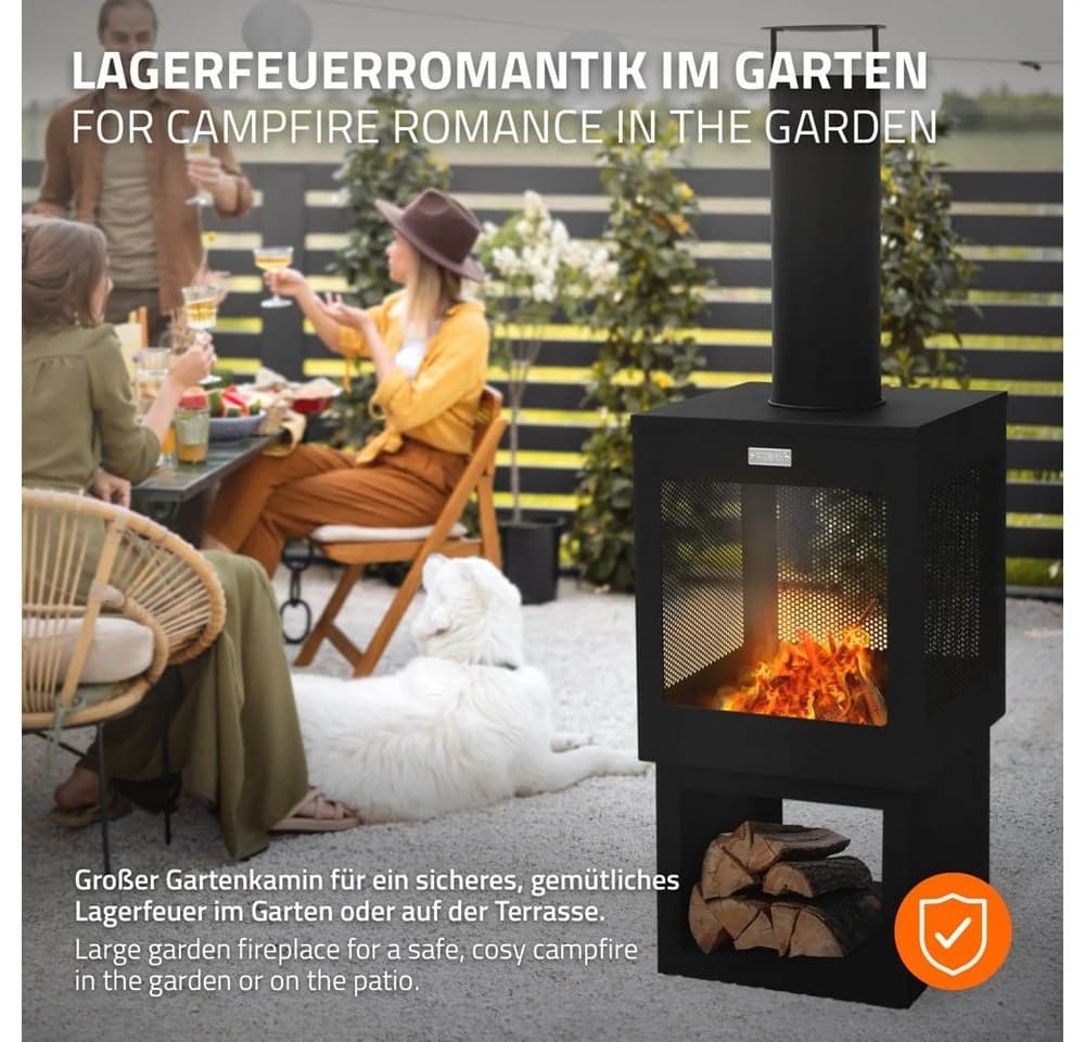 ML-DESIGN Gartenkamin mit Schornstein Schwarz Stahl - Bild 5