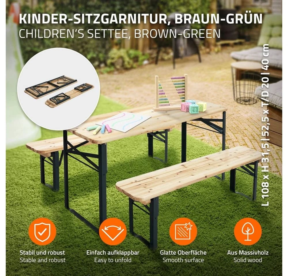 ML-DESIGN Garten-Kindersitzgruppe Klappbar Tannenholz Braun
