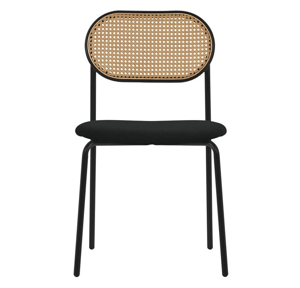 ML-DESIGN Esszimmerstuhl Rattan Polsterstuhl Schwarz 4er Set