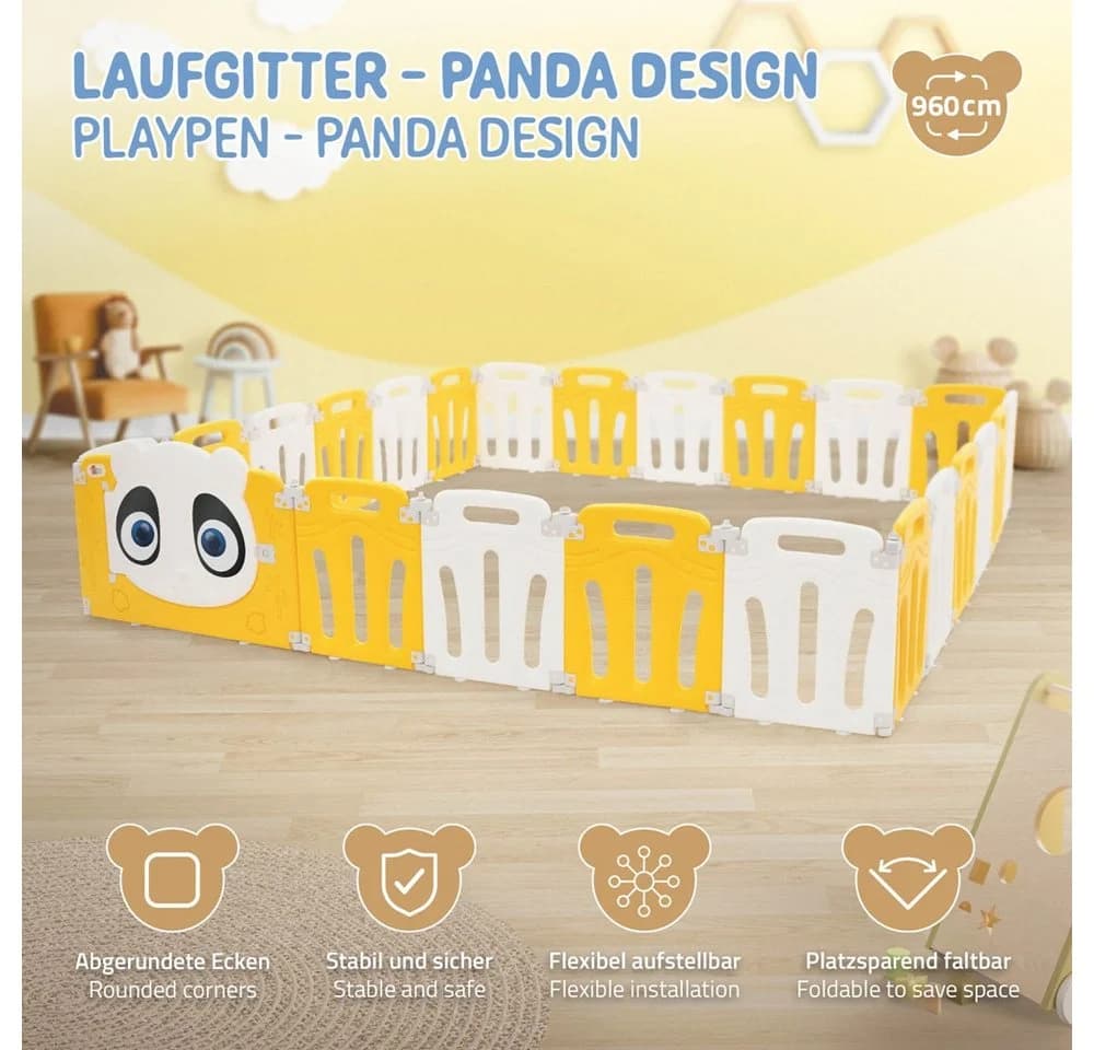 Joyz Laufgitter 240x240 cm Weiß-Gelb