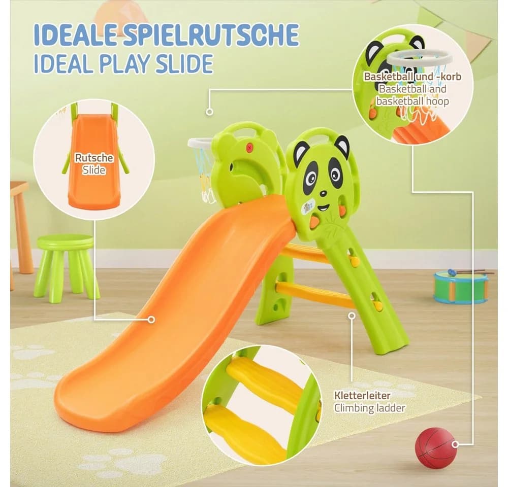 Joyz Rutsche 2in1 Kinderrutsche mit Basketballkorb Grün-Orange-Gelb - Bild 5