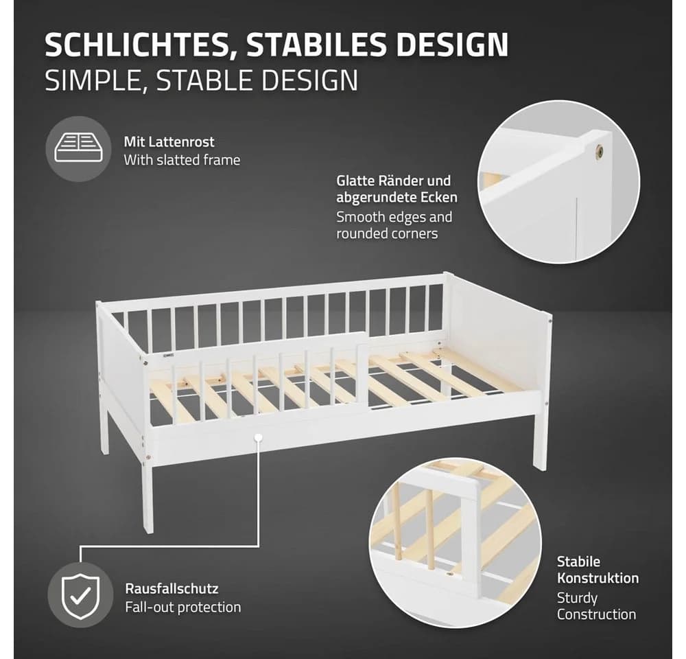 ML-DESIGN Jugendbett mit Matratze und Lattenrost Weiß - Bild 4