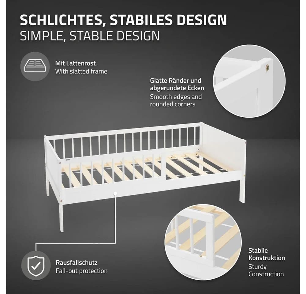 ML-DESIGN Jugendbett mit Matratze & Lattenrost Weiß - Bild 4