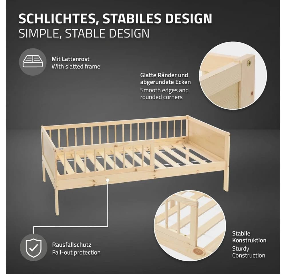 ML-DESIGN Jugendbett Bodenbett Juniorbett inkl. Lattenrost Einzelbett für Kinder - Bild 4